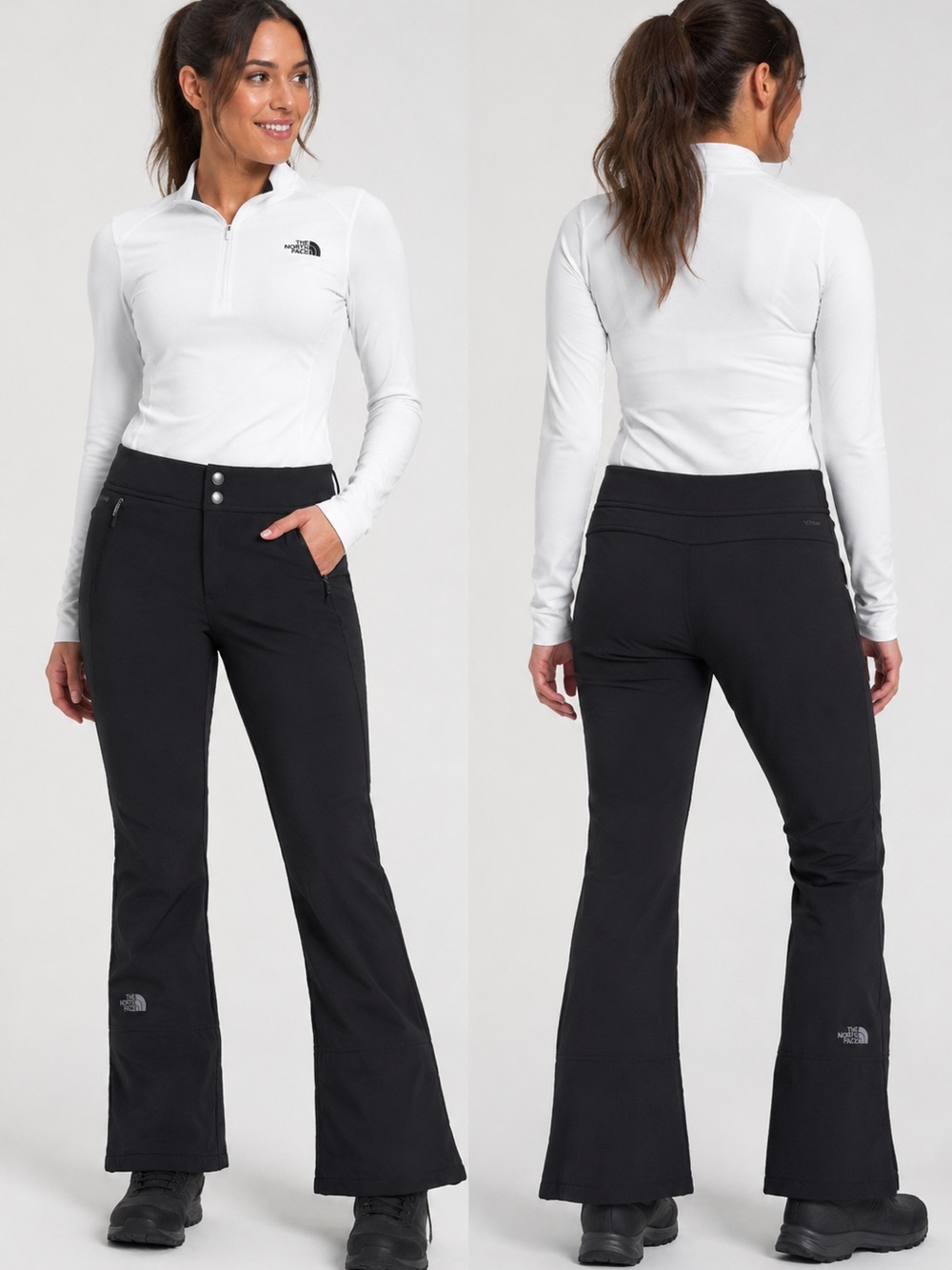 The North Face Womens Black Fleece Lined Softshell Ski Snow Pants Size Small